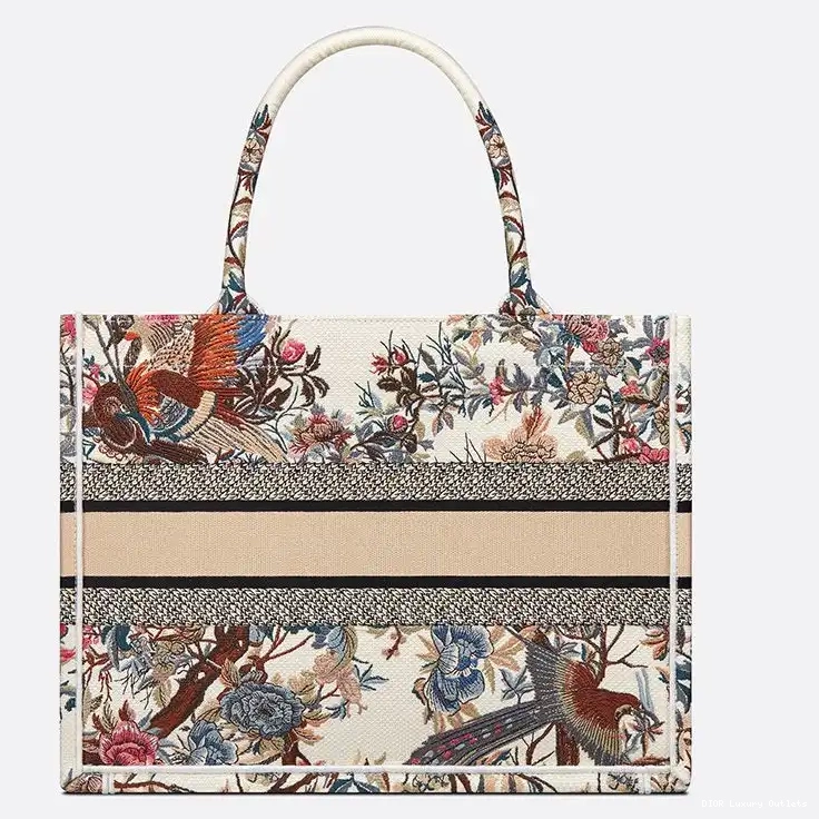 Cheap Canvas Motif White Book Dior Jardin d'Hiver Tote 0627 Luxury